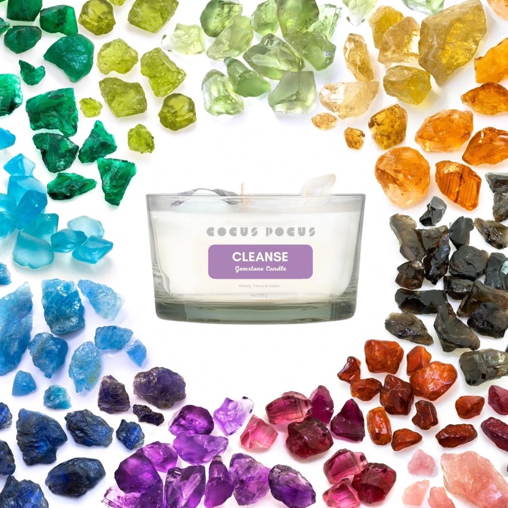 COCUS POCUS “Cleanse” or “Balance” Crystal Candles New in box